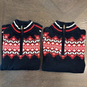 Sail to Sable, Set of 2 Matching Quarter Zip Wool Sweaters, Sizes S and M